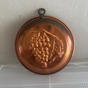 Vintage Copper Wall Hanging with Grape Design
